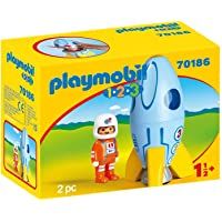 PLAYMOBIL- 1.2.3 Astronauta con Cohete- Color carbón (70186)